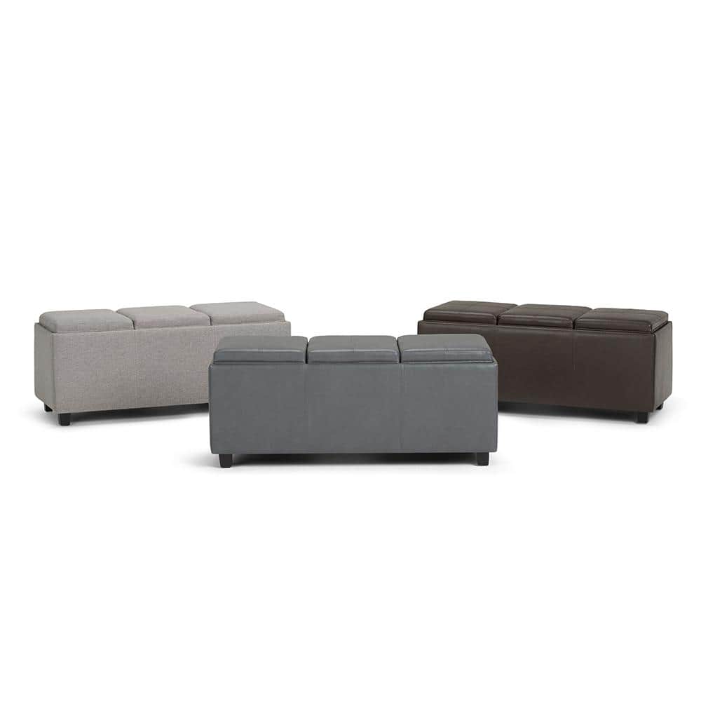 Chocolate Brown Faux Leather Backless Storage Ottoman Bench