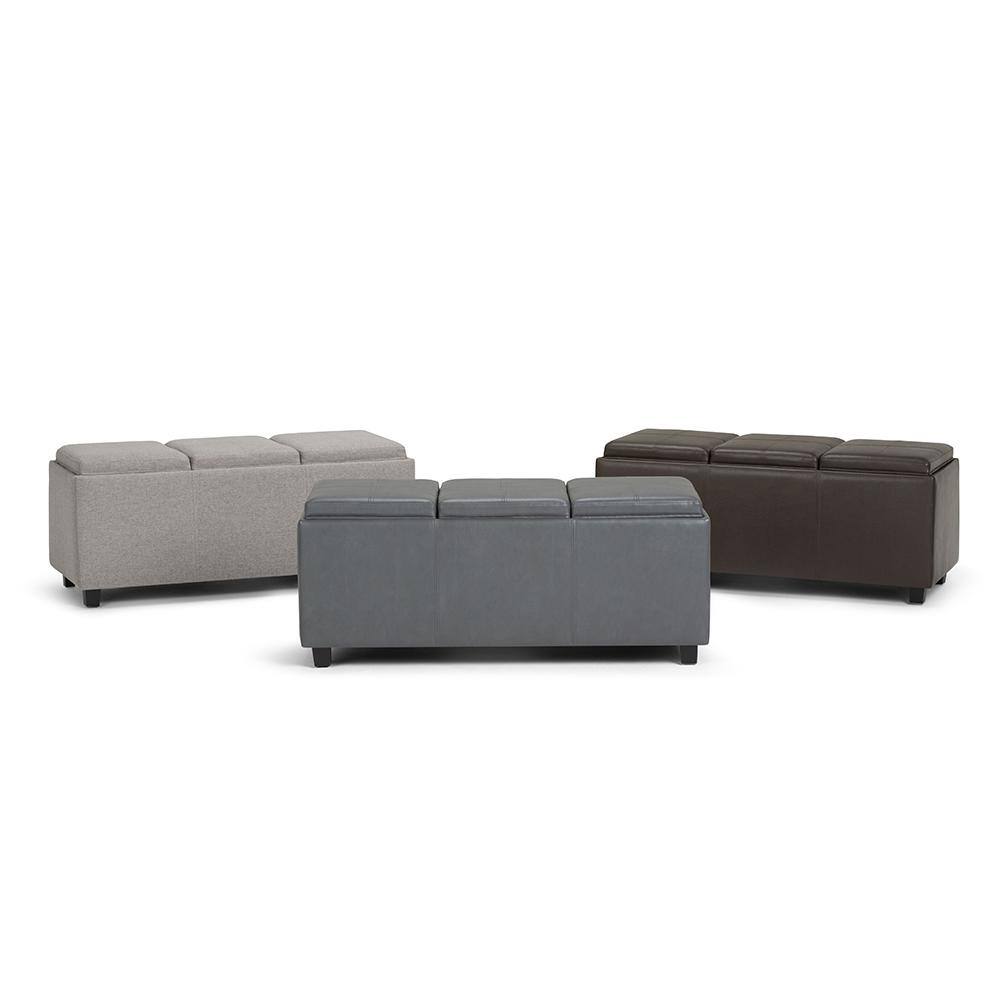 Avalon Cloud Grey Extra Large Storage Ottoman with Serving Trays