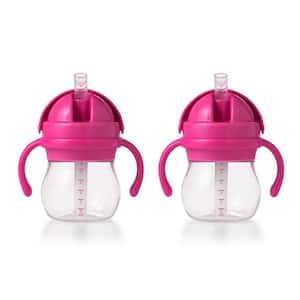 Transitions 6 oz. Pink Straw Cup with Handles (2-Pack)