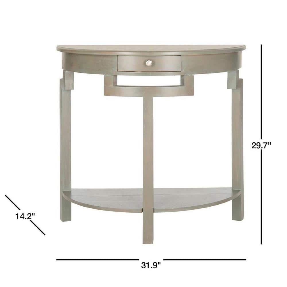 Transitional French Grey Demilune Console with Storage