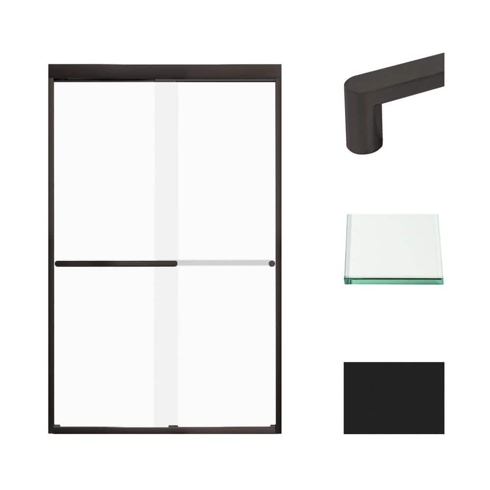 Frederick 47 in. W x 76 in. H Sliding Semi-Frameless Shower Door in Matte Black with Frosted Glass price history on PriceWatchPro