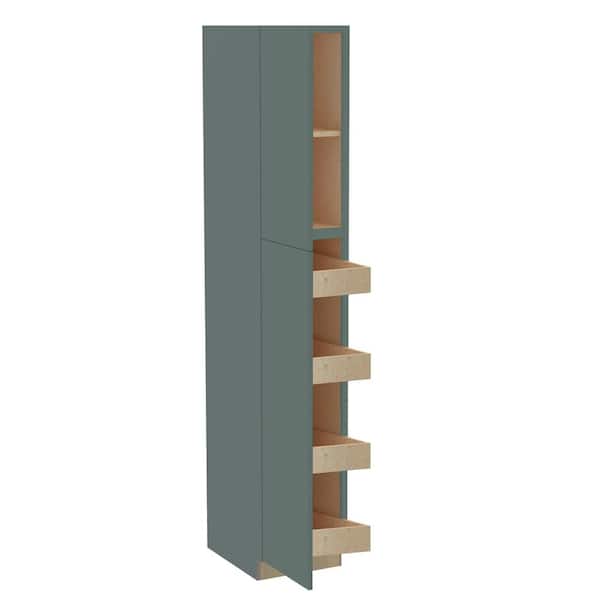 Hargrove 18 in. W x 24 in. D x 96 in. H Assembled Plywood Pantry Kitchen Cabinet in Verdant Green with 4ROT SoftClose LH