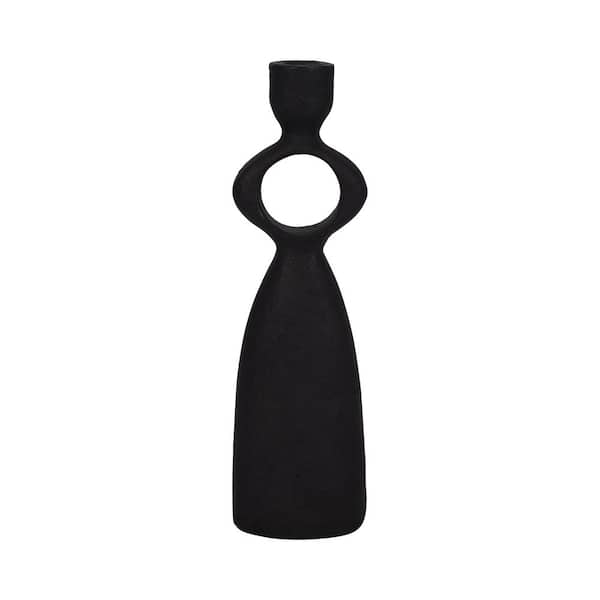 Liv & Skye 12 in. Black Resin Open Cut-Out Taper Candle Holder