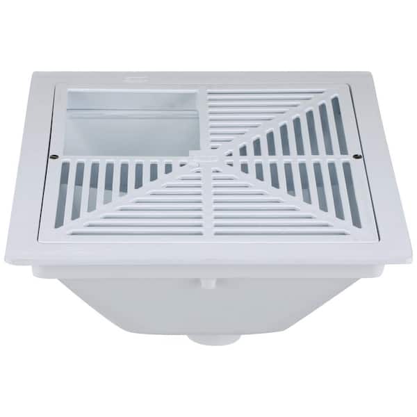 Zurn EZ PVC Slab on Grade Square Drain with 6 in. Nickel Bronze Strainer and 2 in. x 3 in. Outlet