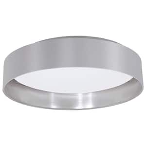 Maserlo 15.95 in. W x 4.125 in. H Silver/Satin Nickel LED Semi-Flush Mount with White Plastic Diffuser