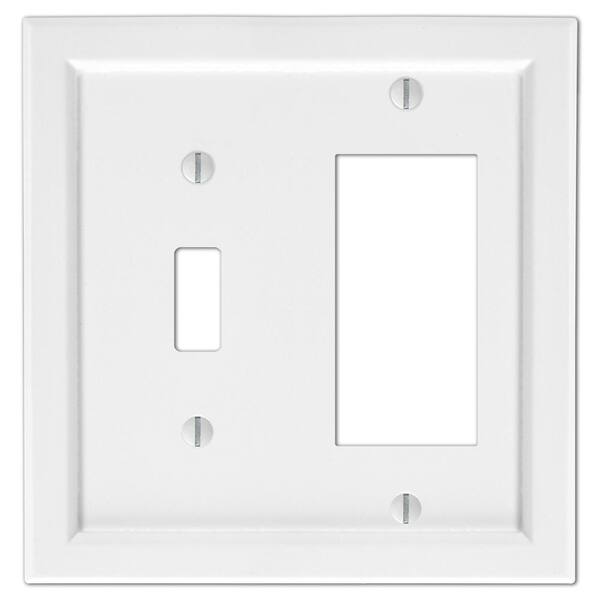AMERELLE Woodmore 2 Gang 1-Toggle and 1-Rocker Wood Wall Plate - White