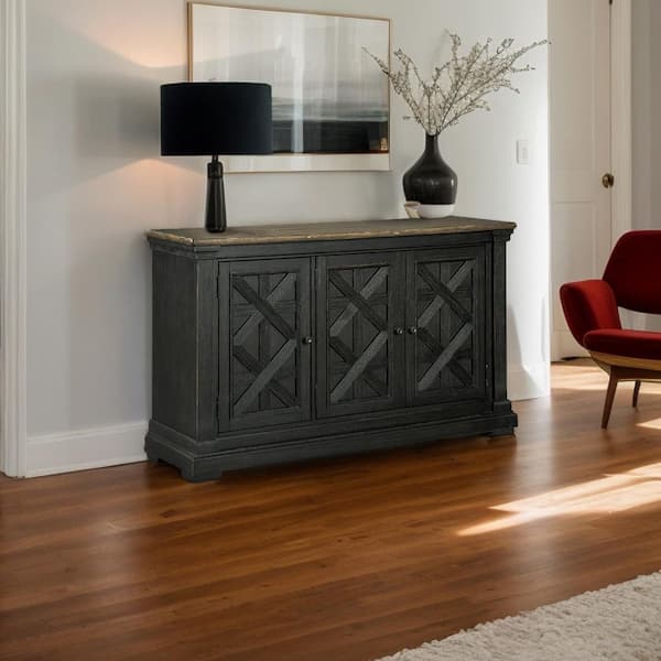 Tyler Creek Casual Black/Gray MDF 57.88 in. Dining Server Sideboard with Adjustable Shelves