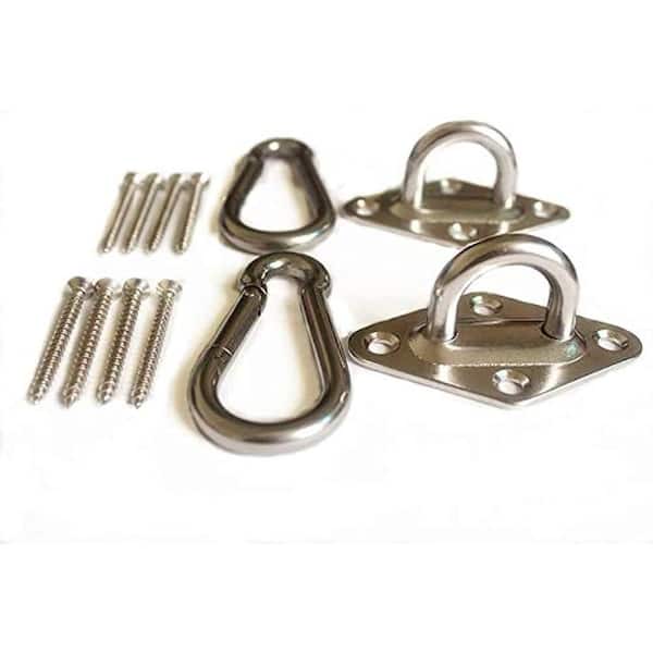 Heavy Duty Hammock Hooks Carabiners, Indoor Outdoor Suspension Ceiling Hooks for Hammock Stand and Swing Chair, Silver