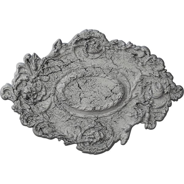 Ekena Millwork 1 in. x 30-3/8 in. x 20-3/4 in. Polyurethane Kinsley Flowing Leaf Ceiling, Ultra-Pure White Crackle Moulding