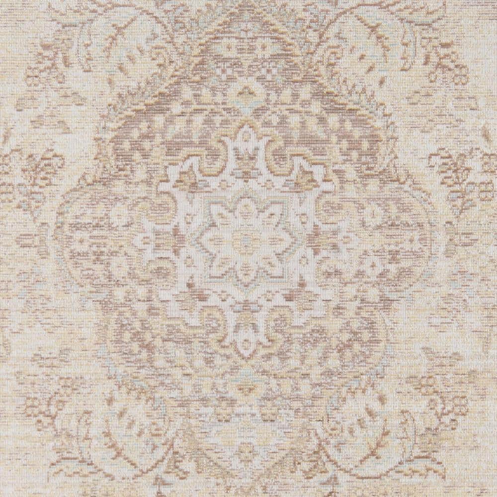 Elegant Ivory Medallion 2'x3' Braided Synthetic Rug