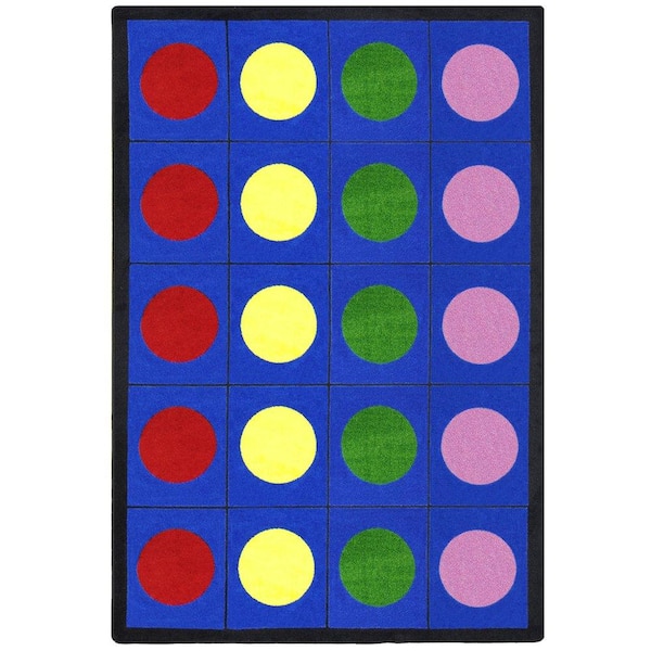 Joy Carpets Kid Essentials Lots of Dots 5'4" x 7'8" Area Rug in Color Multi