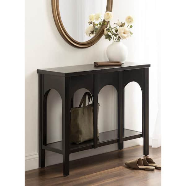 Kate and Laurel Ulla 36 in. Black Rectangle Wood Console Table