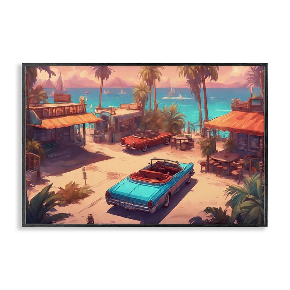 Bright Beach Hues View by Noah Bay Black Framed Typography Giclee Art Print 12 in. x 18 in. price history on PriceWatchPro