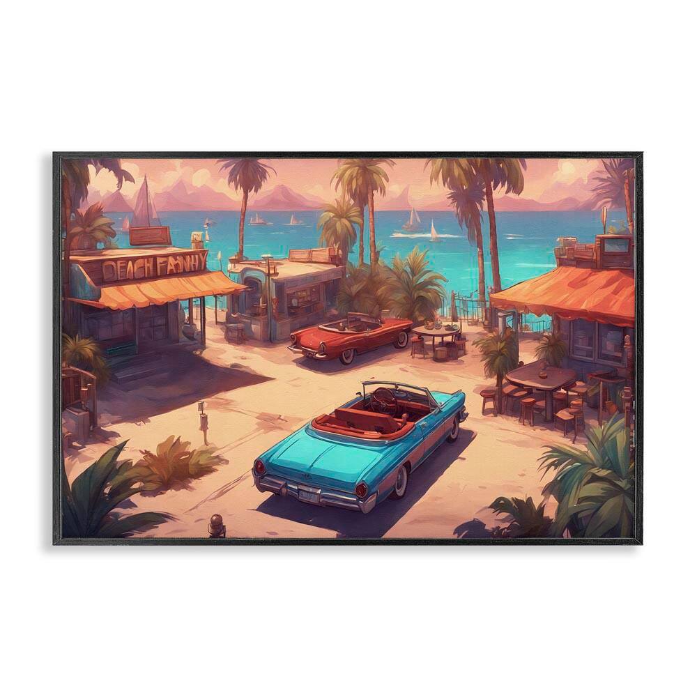 Bright Beach Hues View by Noah Bay Black Framed Typography Giclee Art Print 20 in. x 30 in. price history on PriceWatchPro