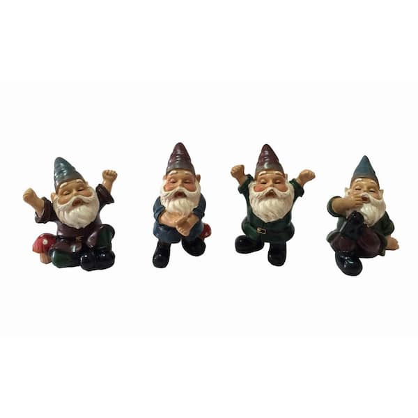 Fairy Garden Gnomes Statue 4, Miniature Garden Gnome Figurines