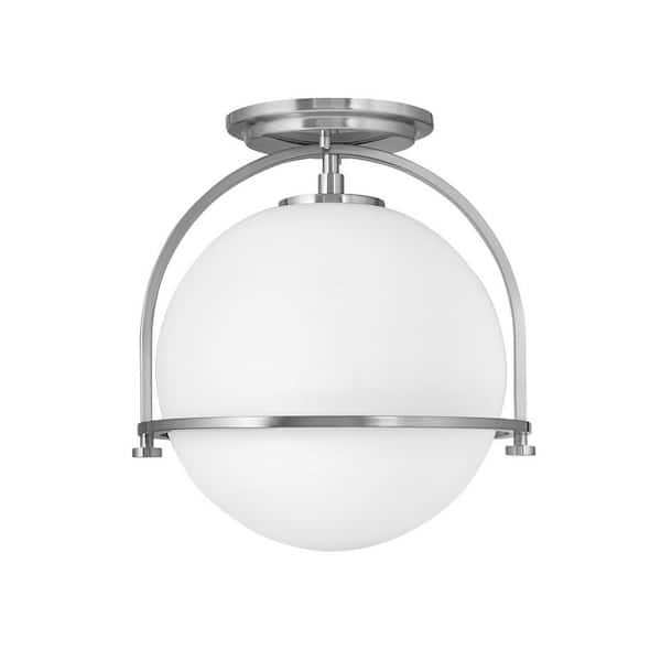 HINKLEY Somerset 11.5 In. 1-Light Brushed Nickel Semi- Flush Mount
