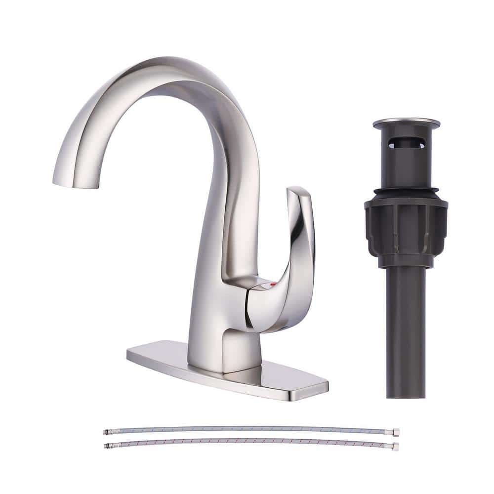 Single Handle Single Hole Bathroom Faucet with Deckplate, Pop Up Drain and Supply Lines Included in Brushed Nickel price history on PriceWatchPro