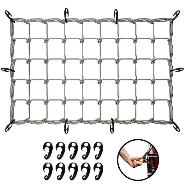 20 in. x 36 in. Heavy-Duty Gray Bungee Cargo Net - Stretches to 42 in. x 74 in.