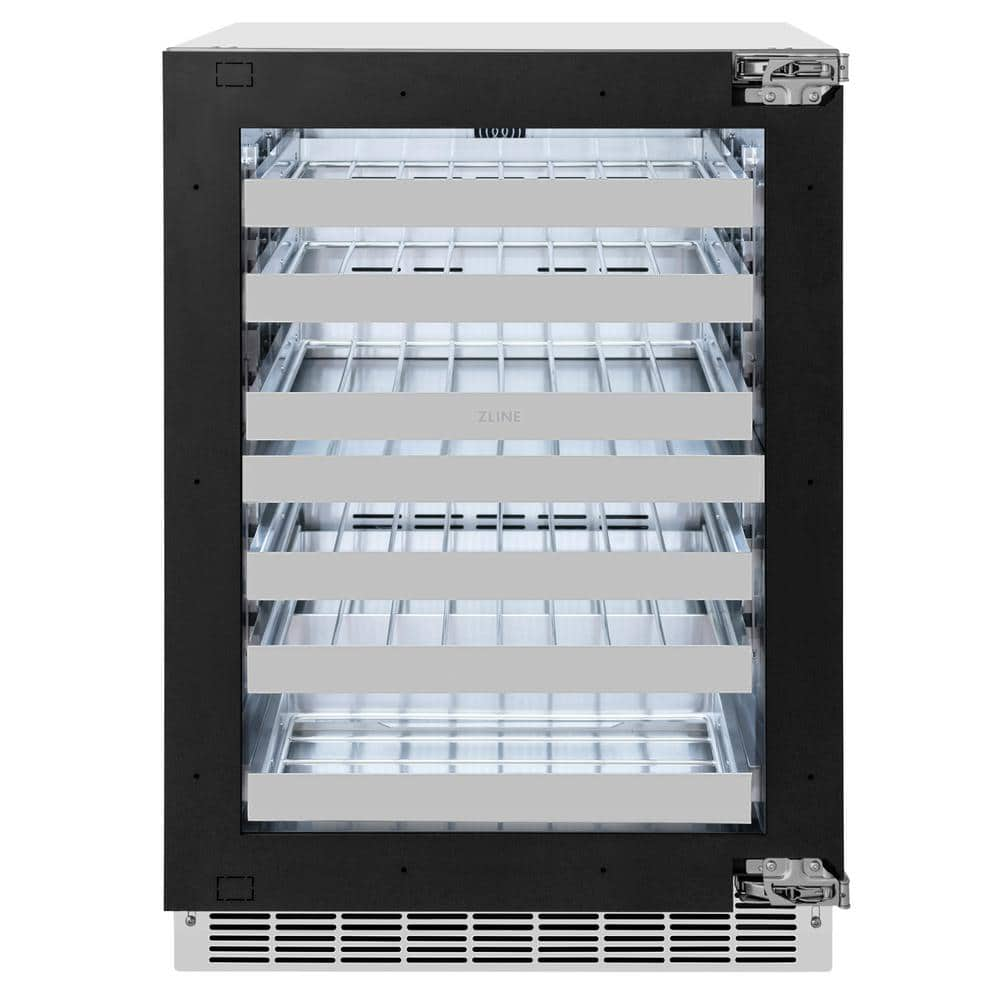 ZLINE Kitchen and Bath 24 in. Touchstone Dual Zone 44-Bottle Panel Ready Wine Cooler with Glass Door in Stainless Steel