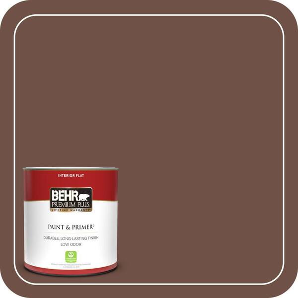BEHR PREMIUM PLUS 1 qt. #PMD-108 Double Chocolate Flat Low Odor Interior Paint & Primer
