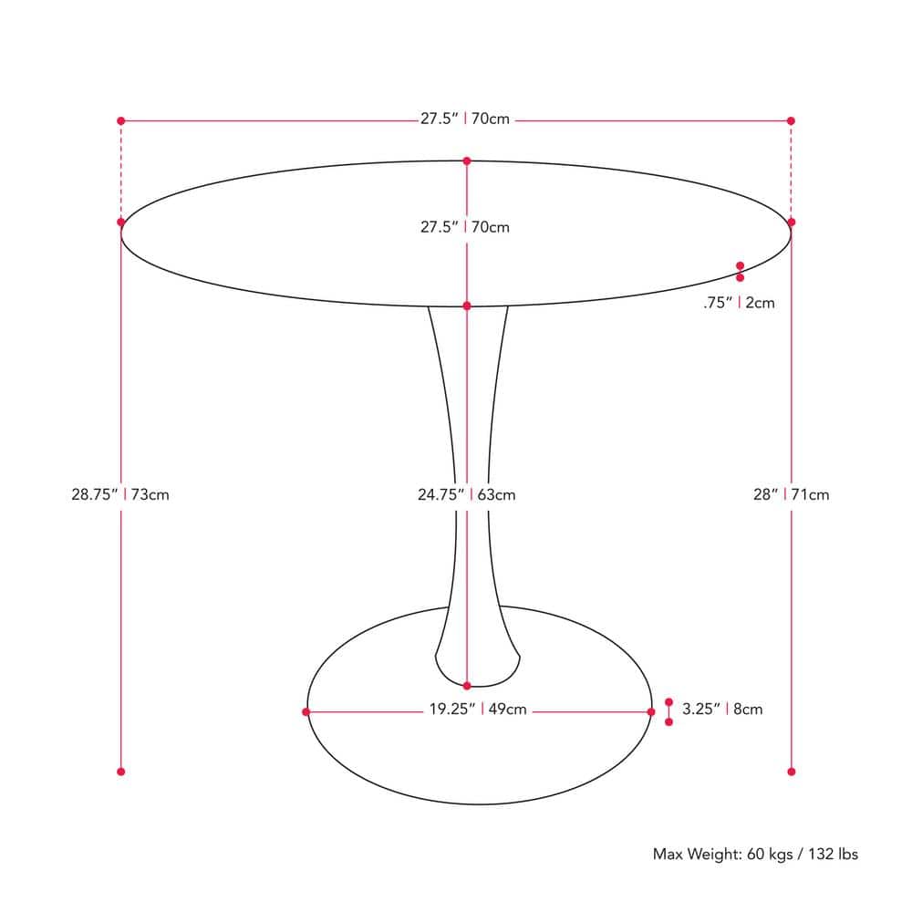 Contemporary Round Marble-Effect Bistro Dining Table