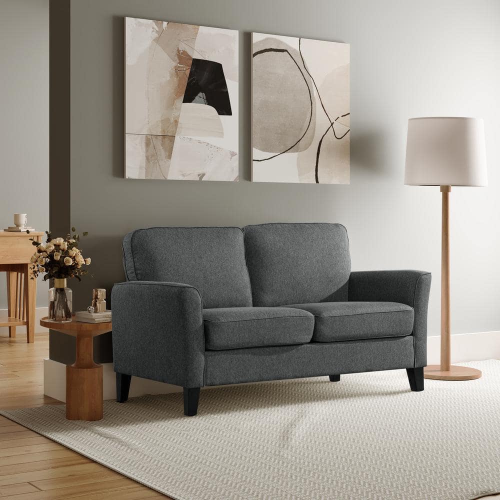 Serta Walton 57 In Charcoal Grey Polyester 2 Seater Loveseat With Wood   Charcoal Serta Loveseats 132a008chr 64 1000 