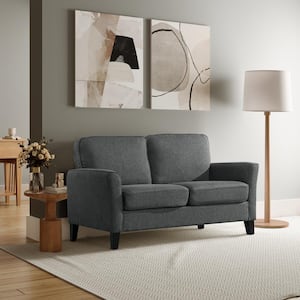 Walton 57 in. Charcoal Grey Polyester 2-Seater Loveseat with Wood Legs