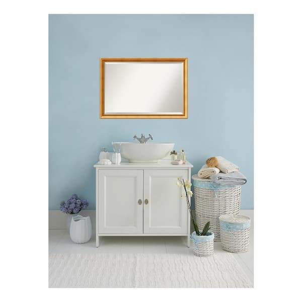 Amanti Art Townhouse 39 in. W x 27 in. H Framed Rectangular Beveled Edge Bathroom Vanity Mirror in Gold