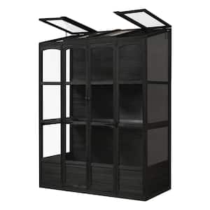 57.9 in. W x 29.1 in. D x 78.1 in. H Wood Walk in Greenhouse with 4 Vents, 2 Folding Middle Shelves, Black