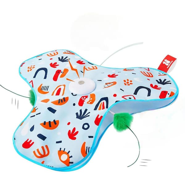 KIWDZFU Interactive Hide and Seek Cat Toy with Unpredictable Moving Feather Floral Cover Rechargeable for Indoor Exercise