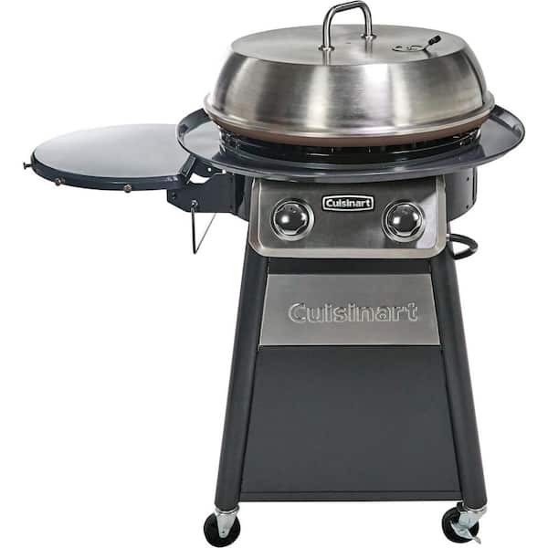 Cuisinart 2-Burner Propane Gas 360-Degree Griddle Cooking Center in Gray with Stainless Steel Lid