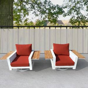 Denver Swivel Aluminum Outdoor Lounge Chair with Sunbrella Canvas Terracotta Cushions (2-Pack)