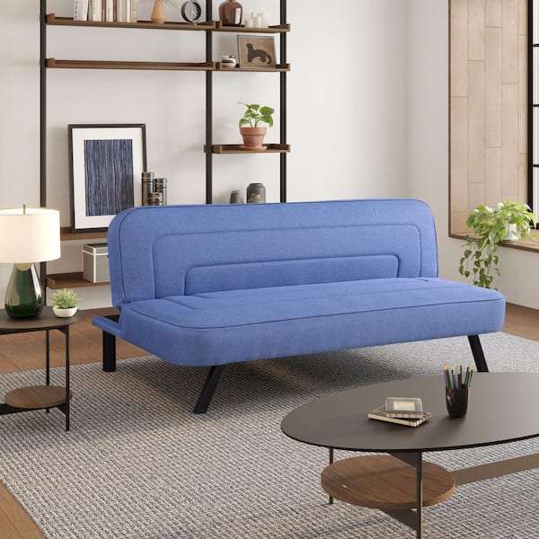 Findlay 66.1 in. Blue Polyester Twin Size Futon
