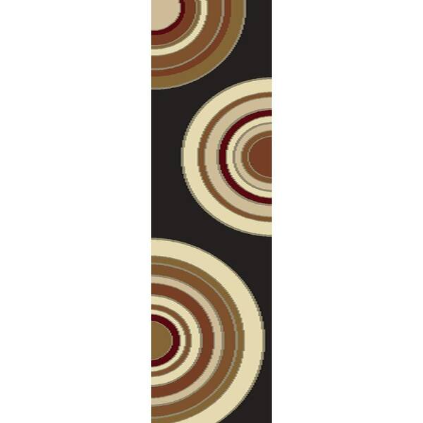 Home Decorators Collection Circlets Black 2 ft. x 7 ft. 6 in. Shag Rug Runner