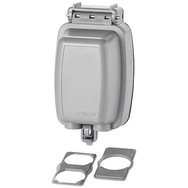 Leviton Decora/GFCI 1-Gang Extra Heavy Duty Raintight While-In-Use Device Mount Vertical Cover with Lid, Gray