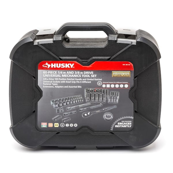Husky - 3/8 in. Drive 100-Position Universal SAE and Metric Mechanics Tool Set (60-Piece)