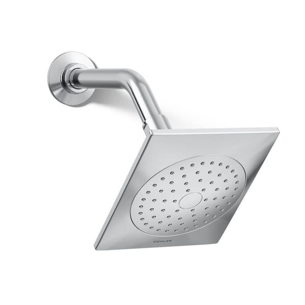 KOHLER Loure 1-Spray 6.3 in. Single Wall Mount Fixed Rain Shower Head in Polished Chrome