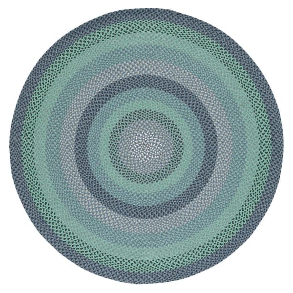 SAFAVIEH Braided Gray/Black 6 ft. x 6 ft. Round Striped Area Rug