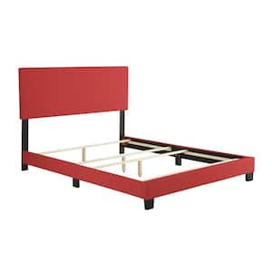 Florence Upholstered Faux Leather Platform Bed, Queen, Red