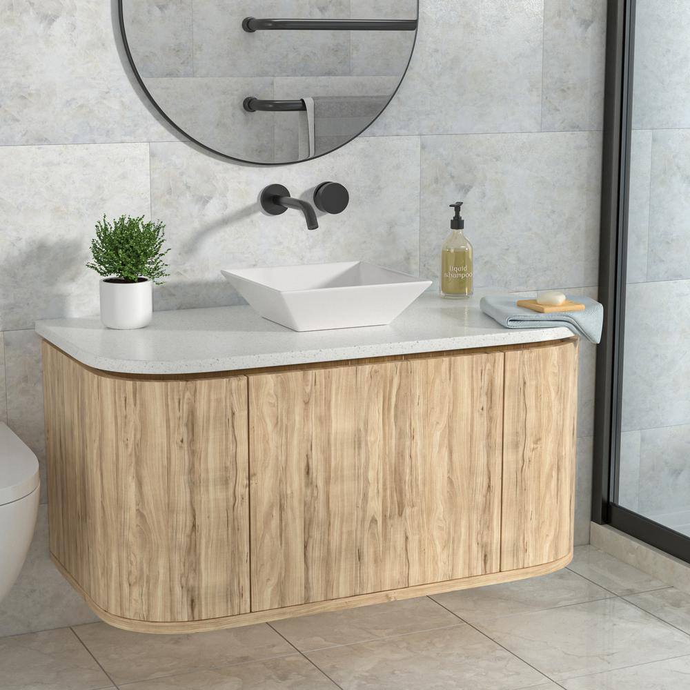 White Ceramic Square Above-Counter Vessel Sink with Reno-Gloss Finish