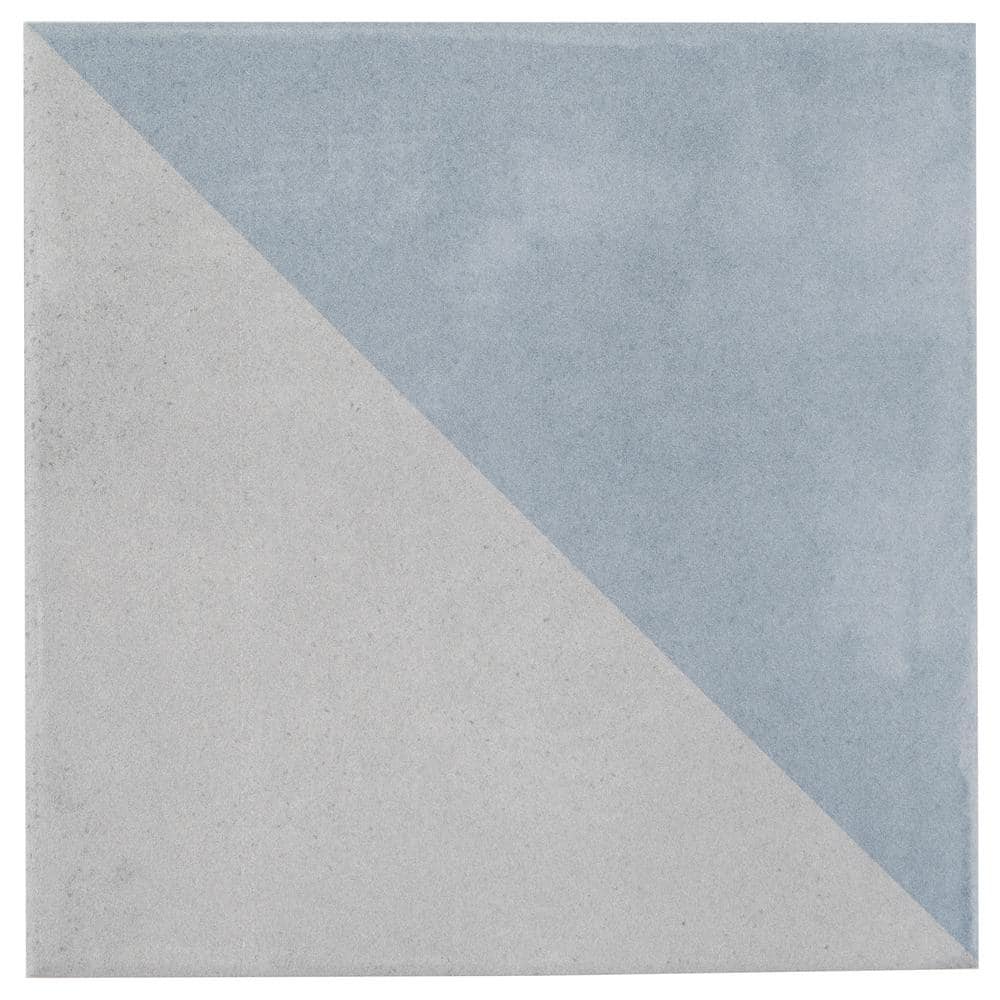 Quincy 7.87'' Blue and Gray Porcelain Encaustic Tile
