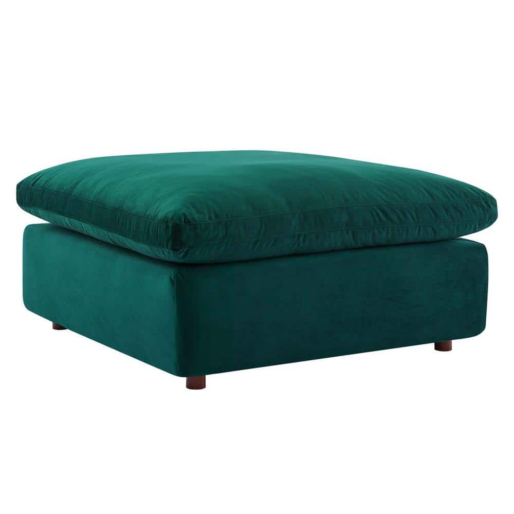 Plush Green Performance Velvet Overstuffed Ottoman 40"x19"