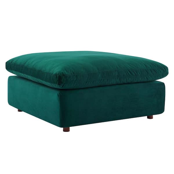 MODWAY Commix Green Down Filled Overstuffed Performance Velvet Ottoman