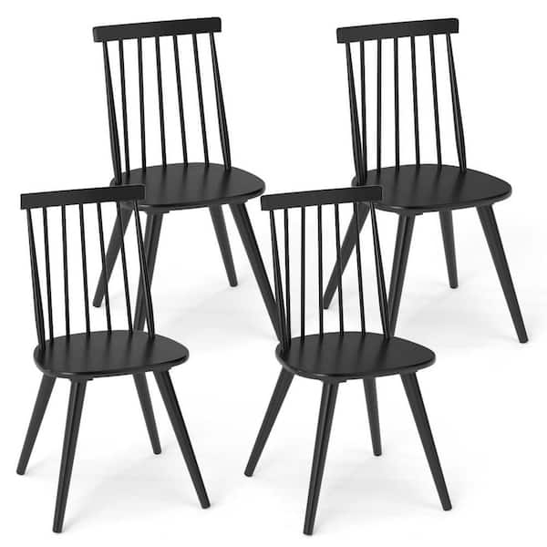 Windsor Dining Chairs Set of 4 w/Rubber Wood Frame High Spindle Back for Home