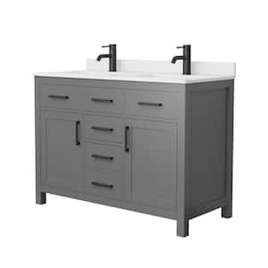 Beckett 48 in. W x 22 in. D x 35 in. H Double Sink Bathroom Vanity in Dark Gray with White Cultured Marble Top