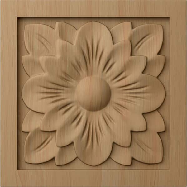 Ekena Millwork 5/8 in. x 3 in. x 3 in. Unfinished Wood Alder Small Dogwood Flower Rosette