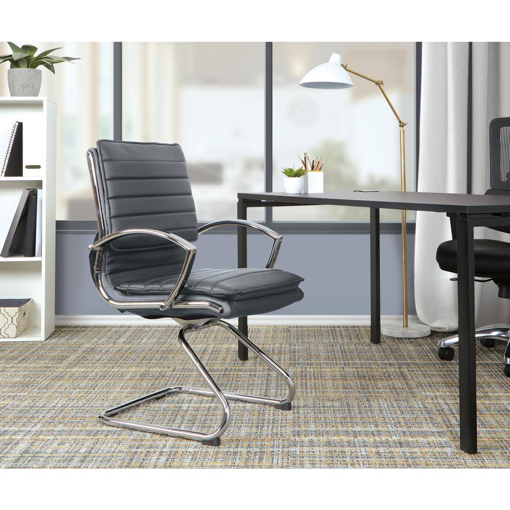 Charcoal Faux Leather Office Chair with Chrome Metal Base