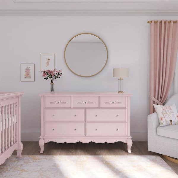 Evolur Aurora Blush Pink Double Dresser (7-Drawer) 833-BL The