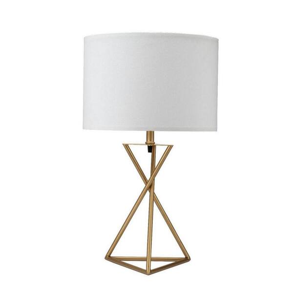 26.25 in. Gold Bedside, Task and Reading Table Lamp for Living Room, Bedroom with White Linen Shade No Bulbs Included