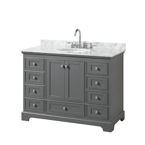 Deborah 48 in. Single Bathroom Vanity in Dark Gray with Marble Vanity Top in White Carrara with White Basin